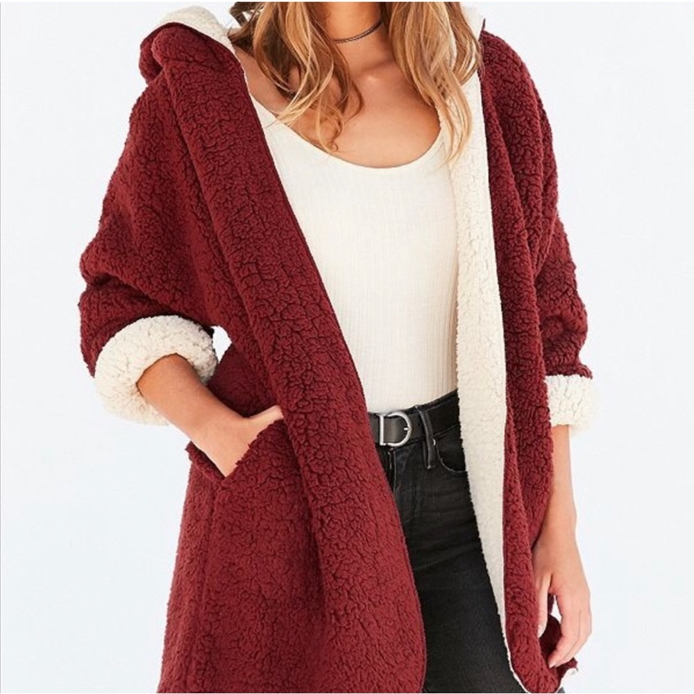 Urban outfitters ecote reversible fuzzy jacket